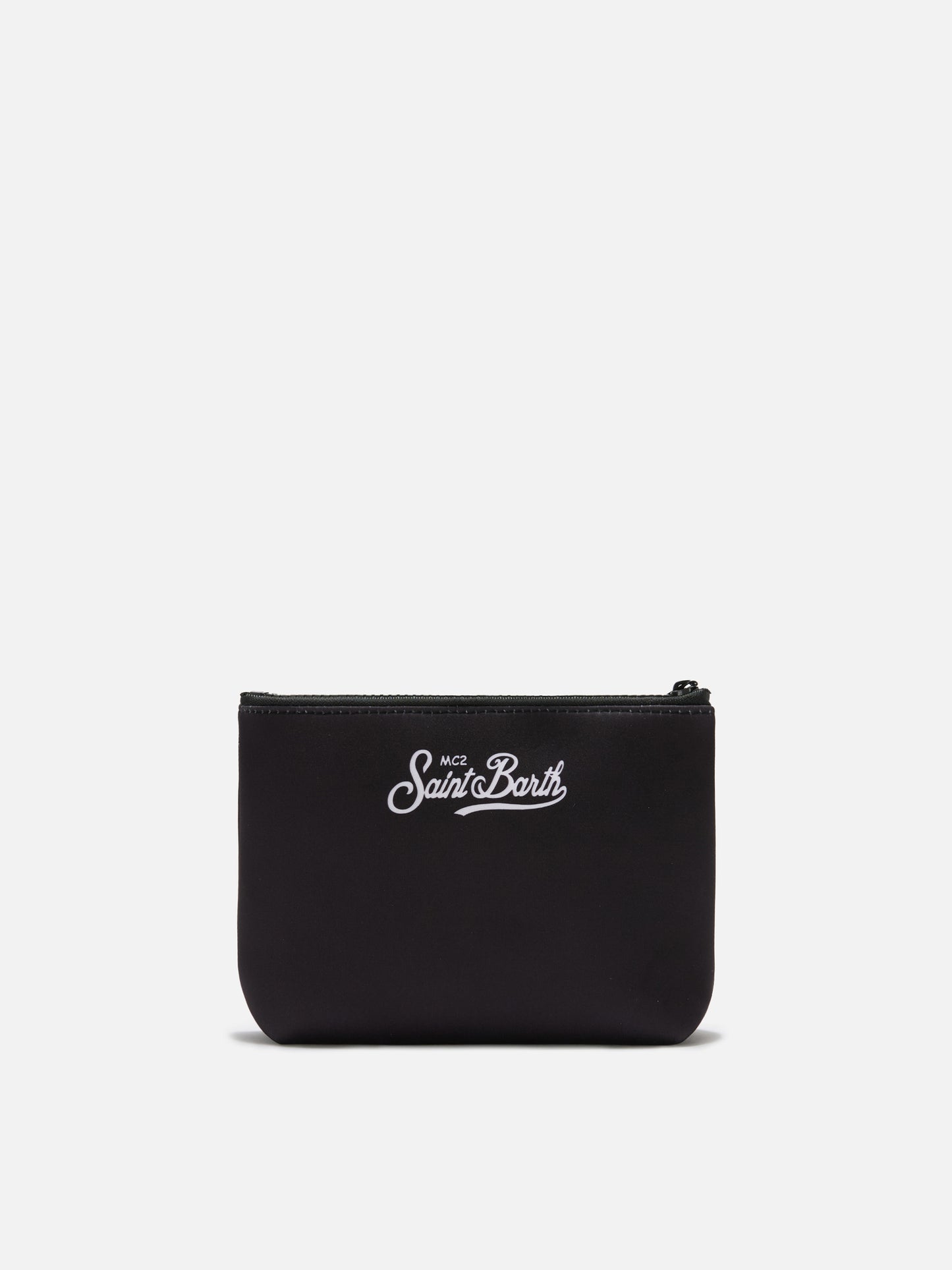 Pochette Aline in scuba nera con stampa Ricetta Negroni