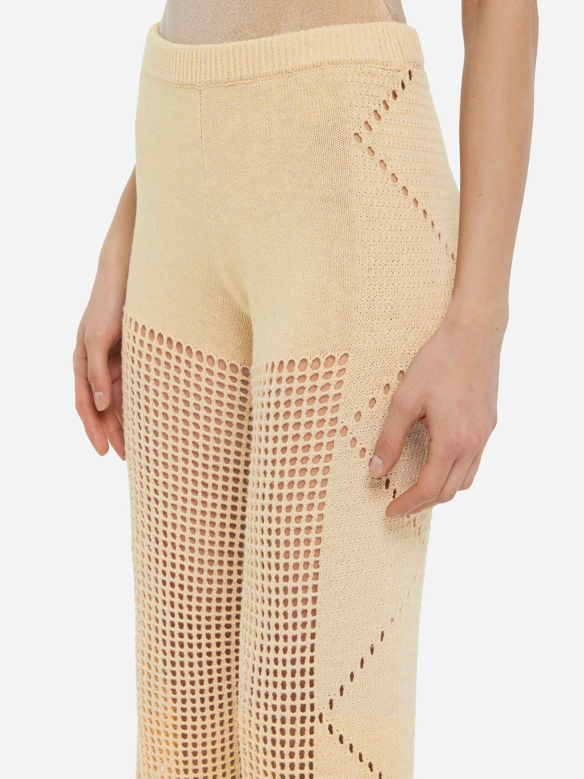 Alva beige crochet flared pants - MC2 Saint Barth