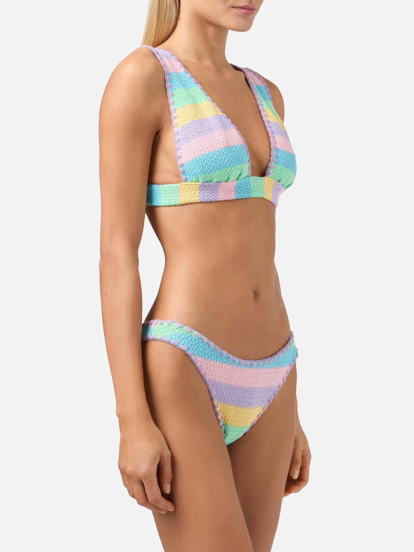 Striped crochet triangle bikini Allycia Elise