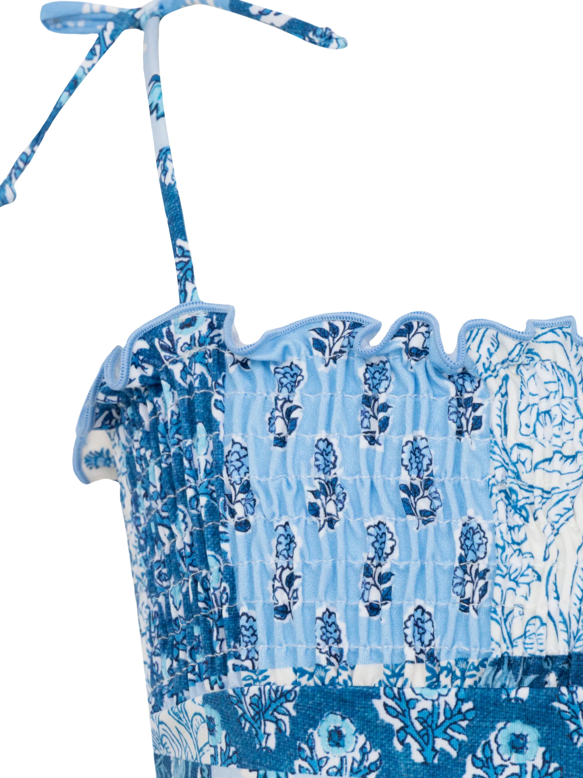 Amina one-piece swimsuit with floral patch and smocked bodice - MC2 Saint Barth