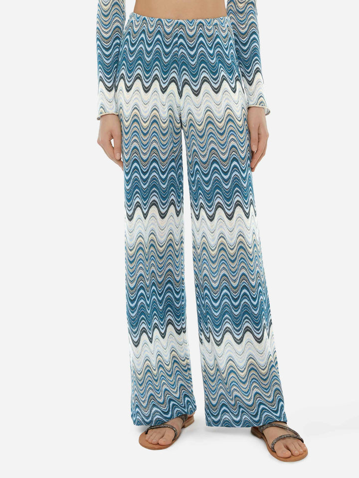 Amalia wide-leg trousers in raschel knit