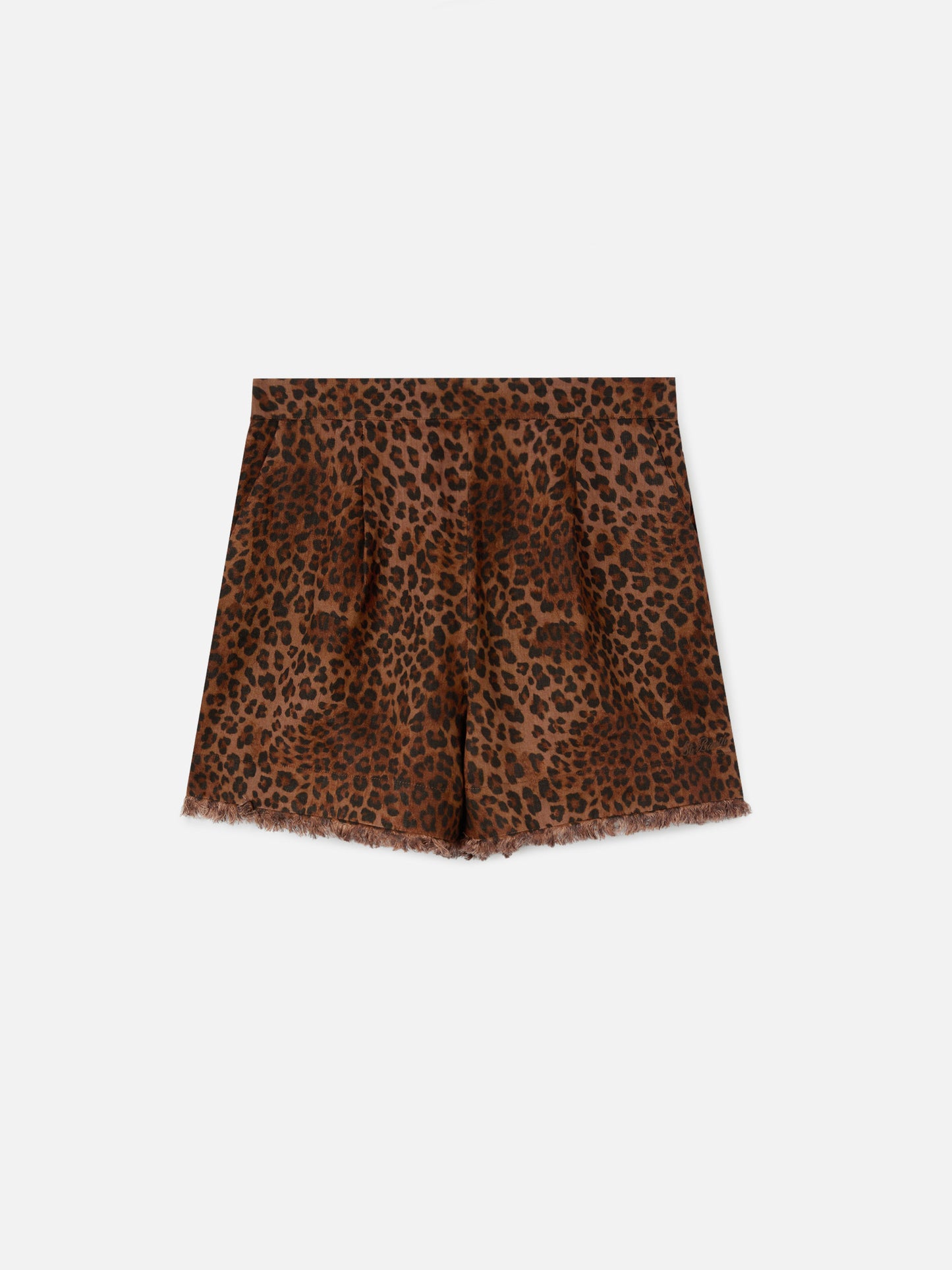 Amani linen leopard print shorts