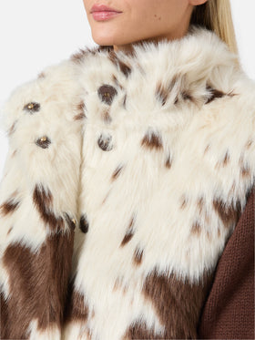 Ambre faux-fur gilet with cow print