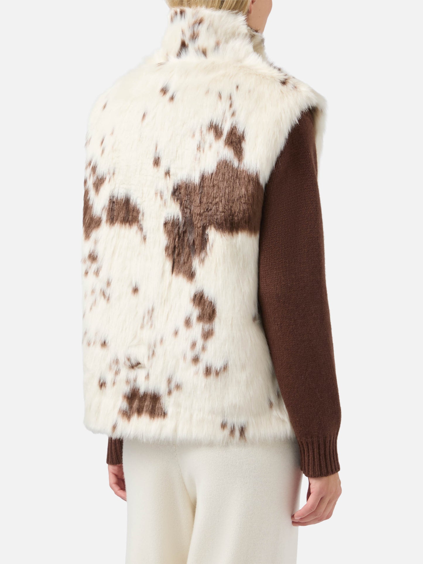 Ambre faux-fur gilet with cow print