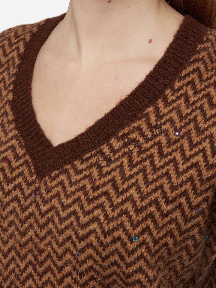 Woman cropped sweater with argyle pattern - MC2 Saint Barth