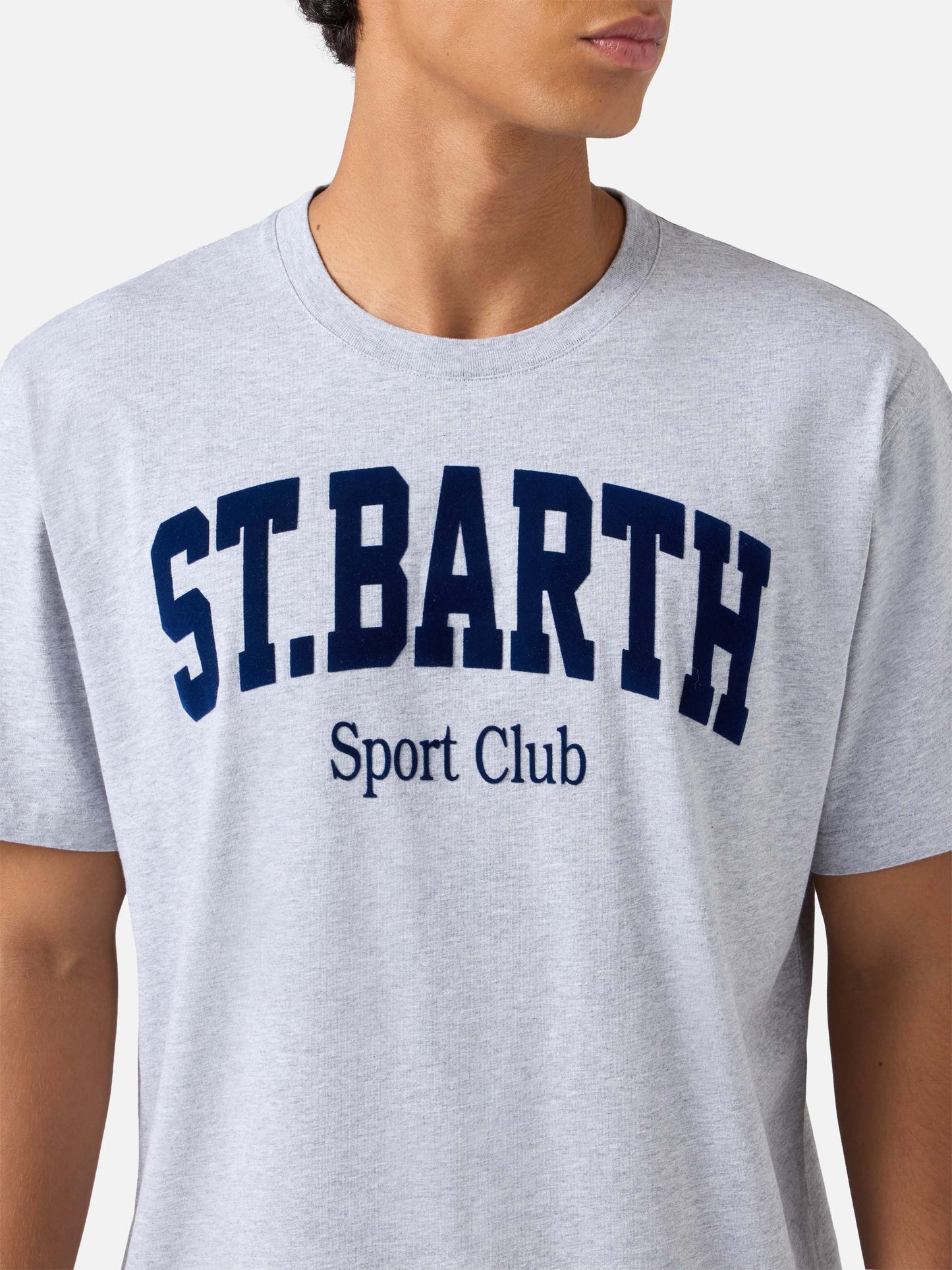Arnott cotton T-shirt in blue with St. Barth Sport Club flock print