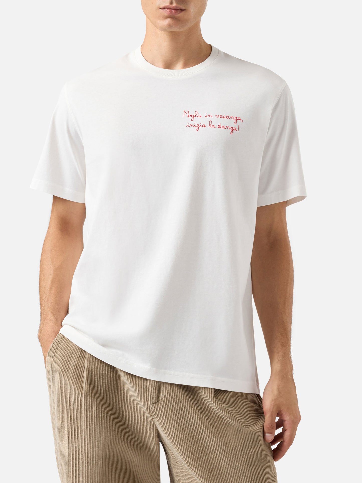 Cotton t-shirt Arnott with Moglie in vacanza... embroidery | YUPPIES SPECIAL EDITION