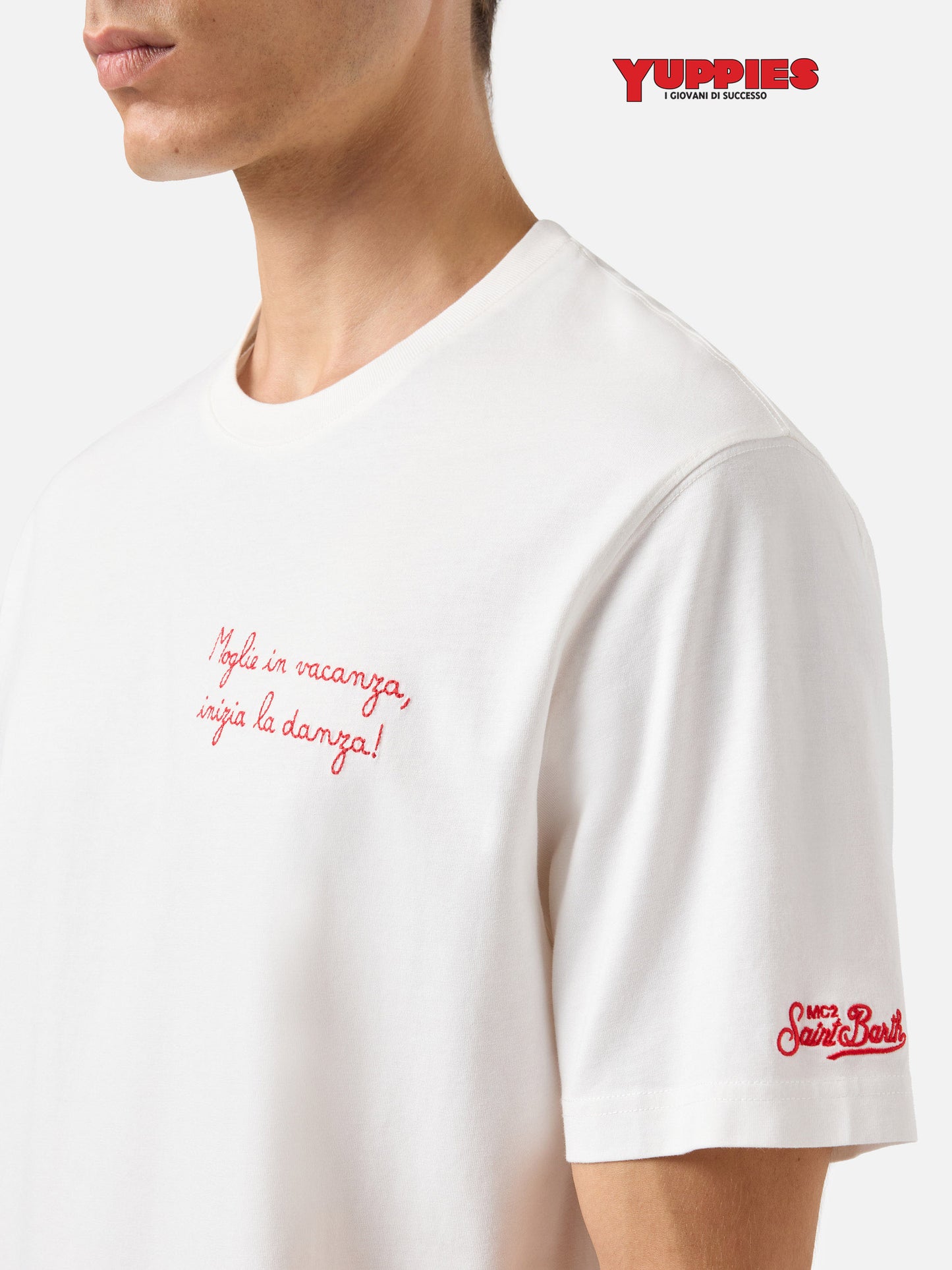 Cotton t-shirt Arnott with Moglie in vacanza... embroidery | YUPPIES SPECIAL EDITION