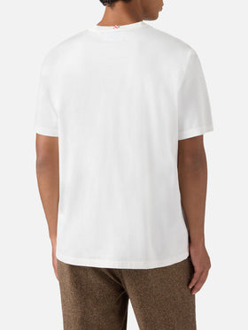 T-shirt Arnott in cotone bianco con ricamo macchina Nella vita ci vuole classe