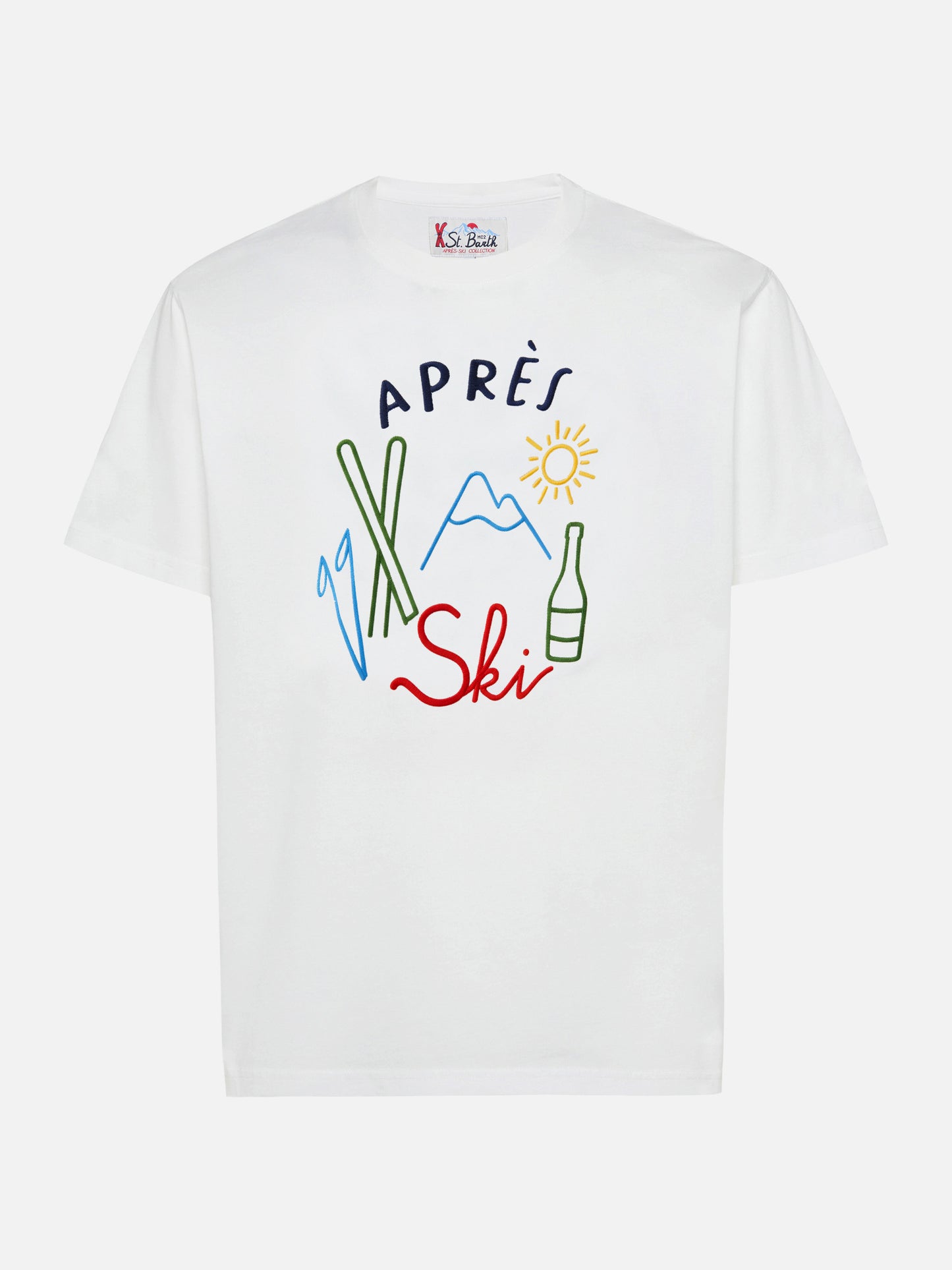 T-shirt Arnott Warm in cotone invernale bianco con ricamo Aprés Ski