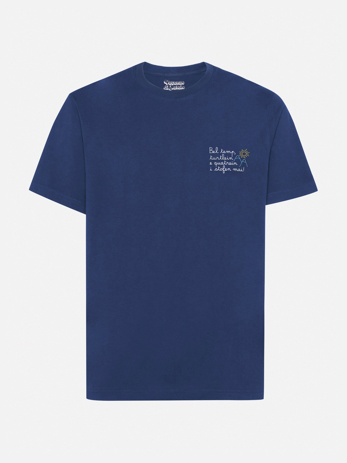 Arnott Warm Winter-Baumwoll-T-Shirt in Blau mit Bel Temp… Stickerei | VACANZE DI NATALE SPECIAL EDITION
