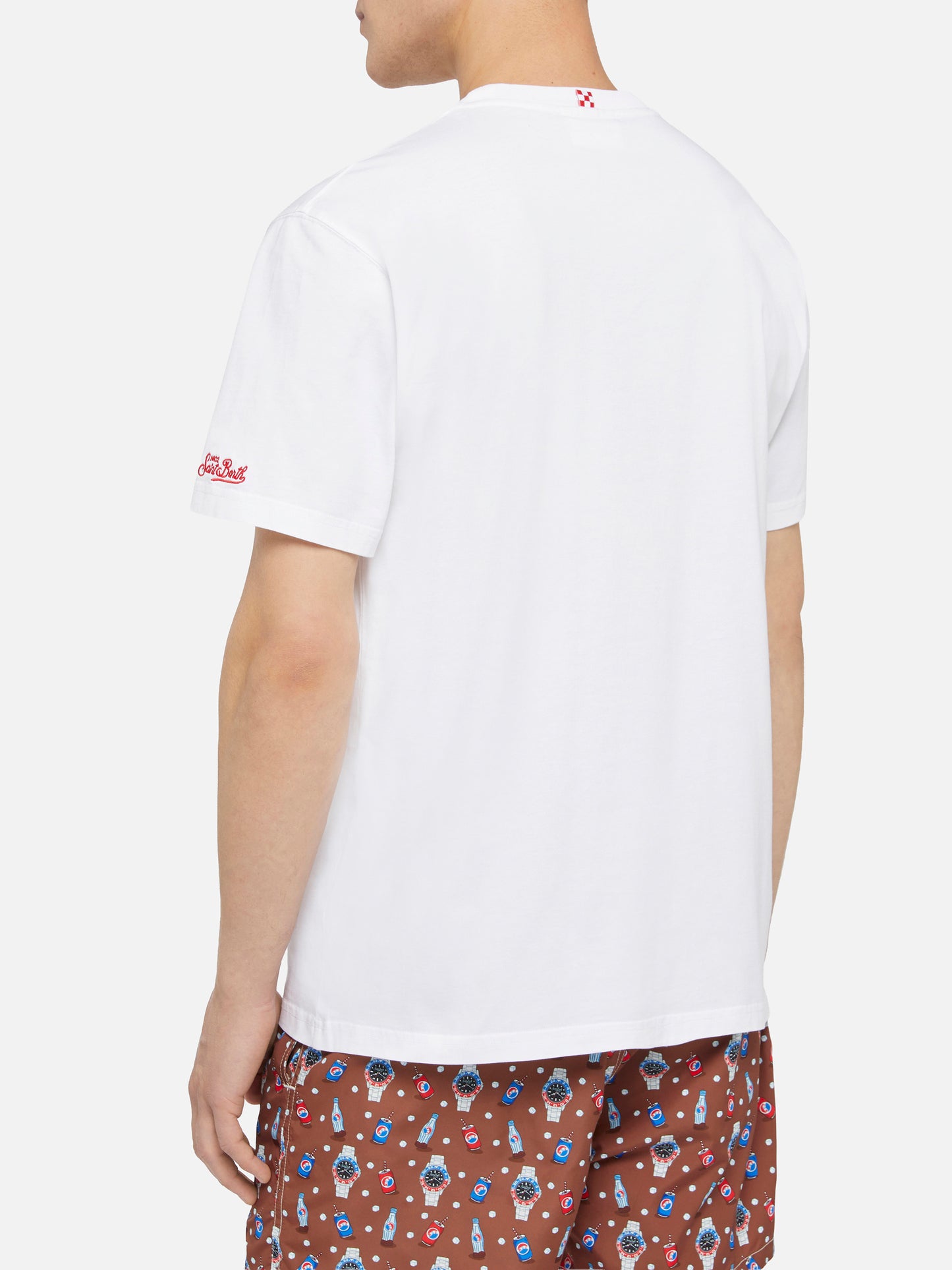 Cotton t-shirt Austin with embroidery and watch print - MC2 Saint Barth