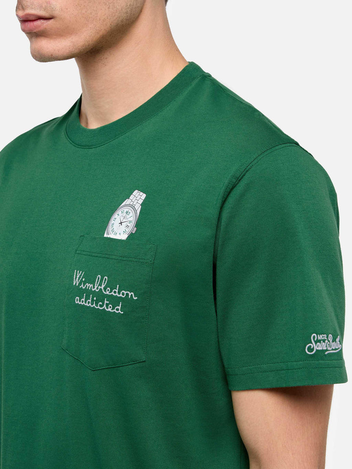 Baumwoll-T-Shirt Austin mit Stickerei und Uhrendruck