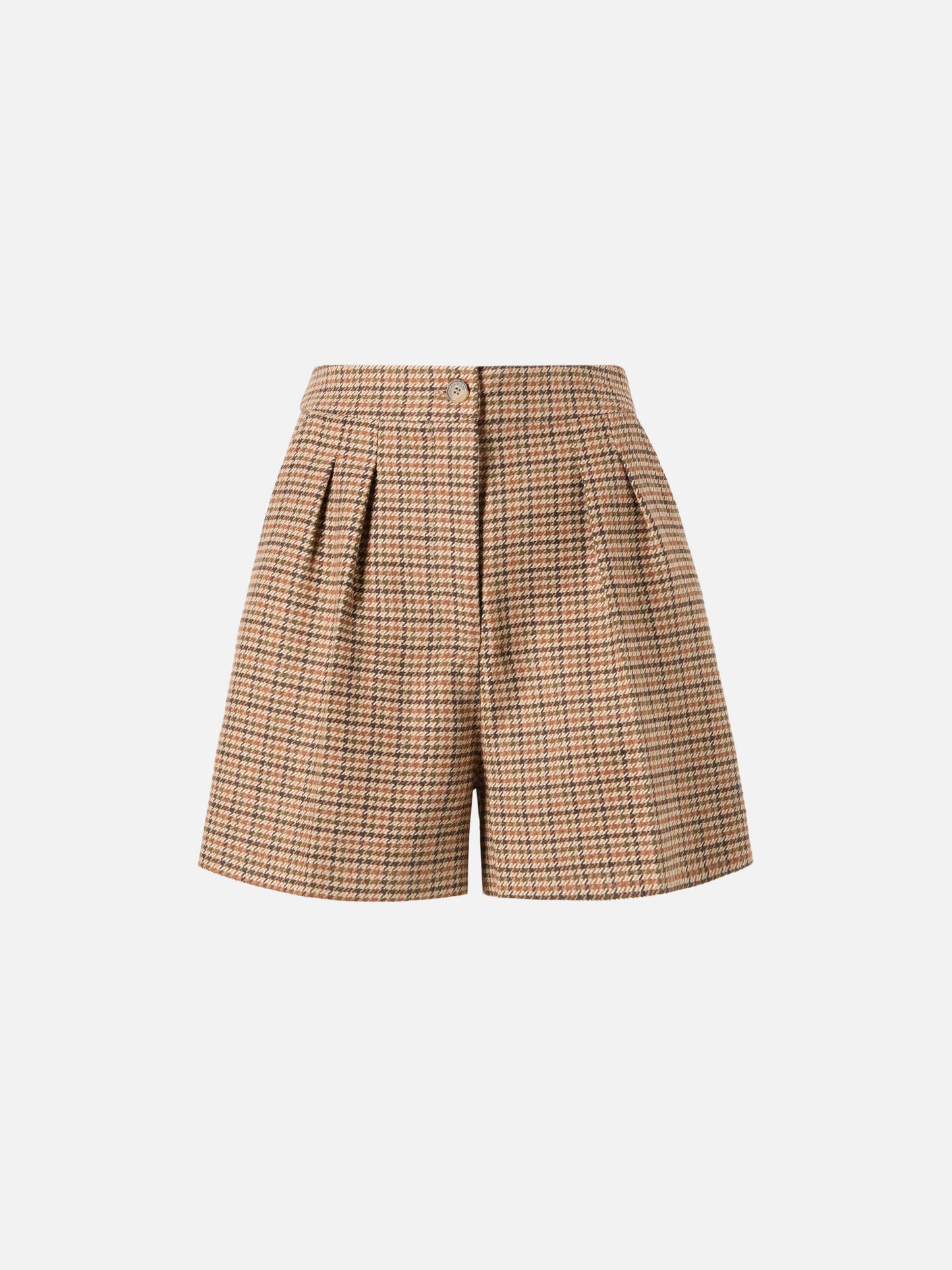 Shorts Aya in tessuto pied de poule con doppia piega
