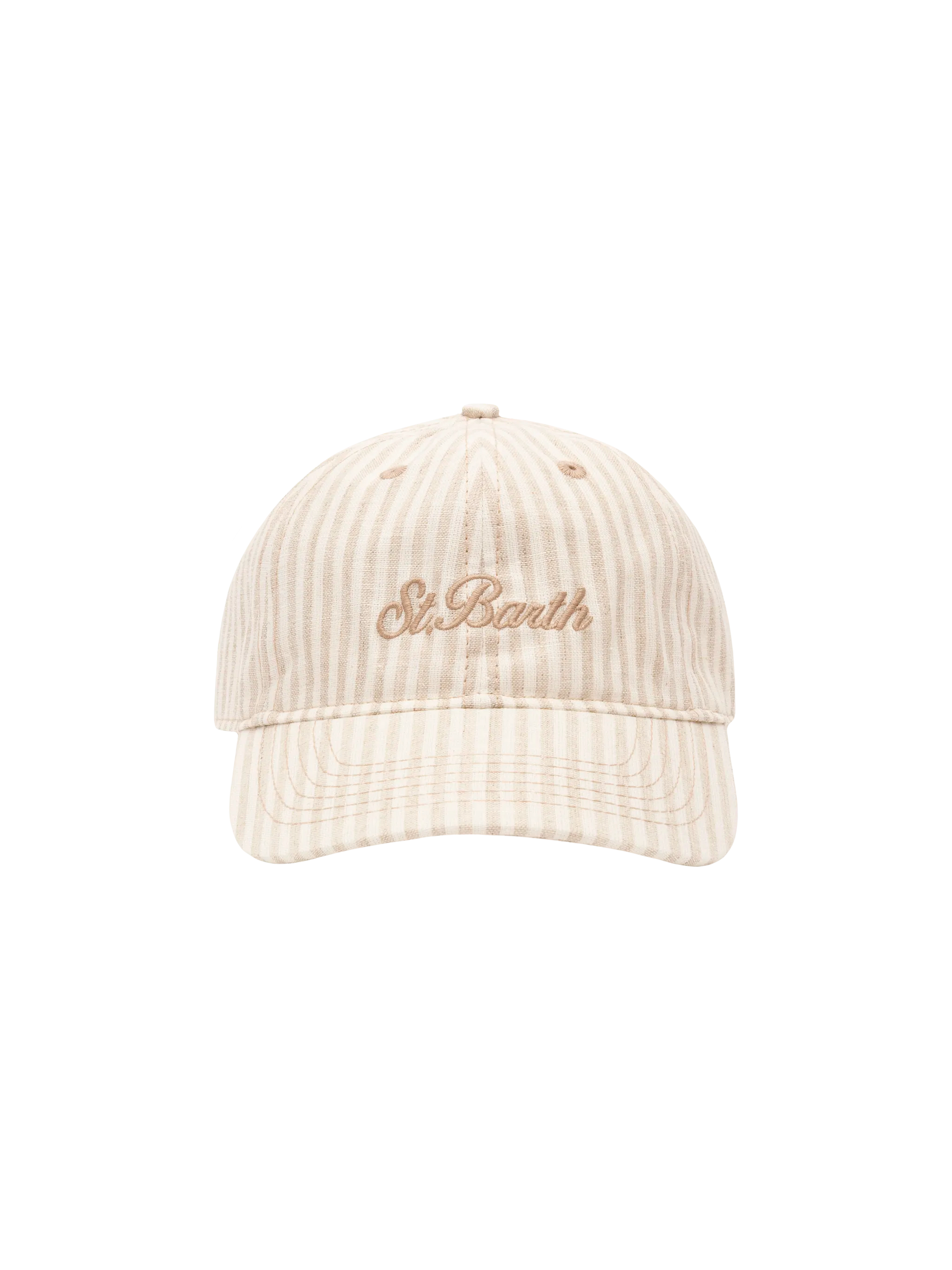 Baseball beige striped cotton linen cap - MC2 Saint Barth