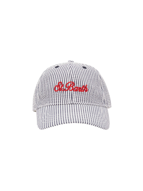Baseball navy blue striped seersucker cap - MC2 Saint Barth