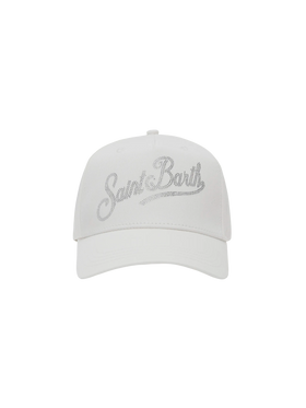Baseball white cotton cap with rhinestones - MC2 Saint Barth