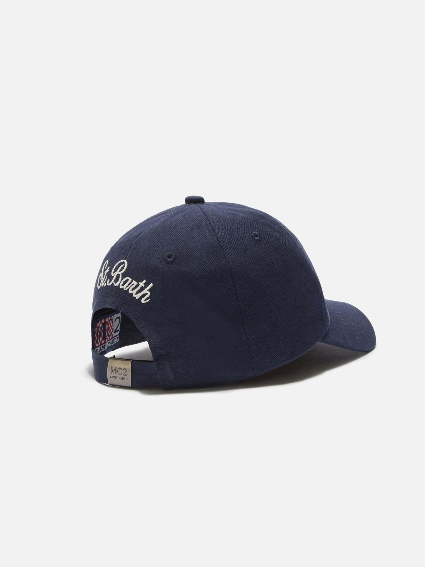 Baseballkappe mit Schirm aus blauem Baumwollstoff mit Sapore di Sale-Stickerei | Special Edition