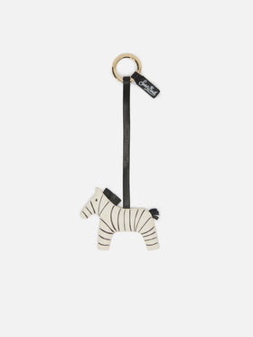 Zebra Bag Charm in white leather