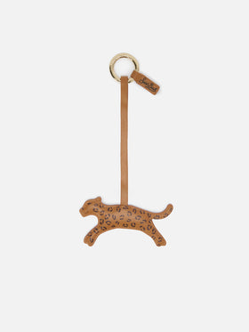 Leopard Bag Charm in white leather