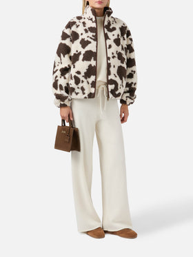 Bercy teddy jacket with cow print and faux-suede details