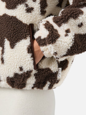 Bercy teddy jacket with cow print and faux-suede details