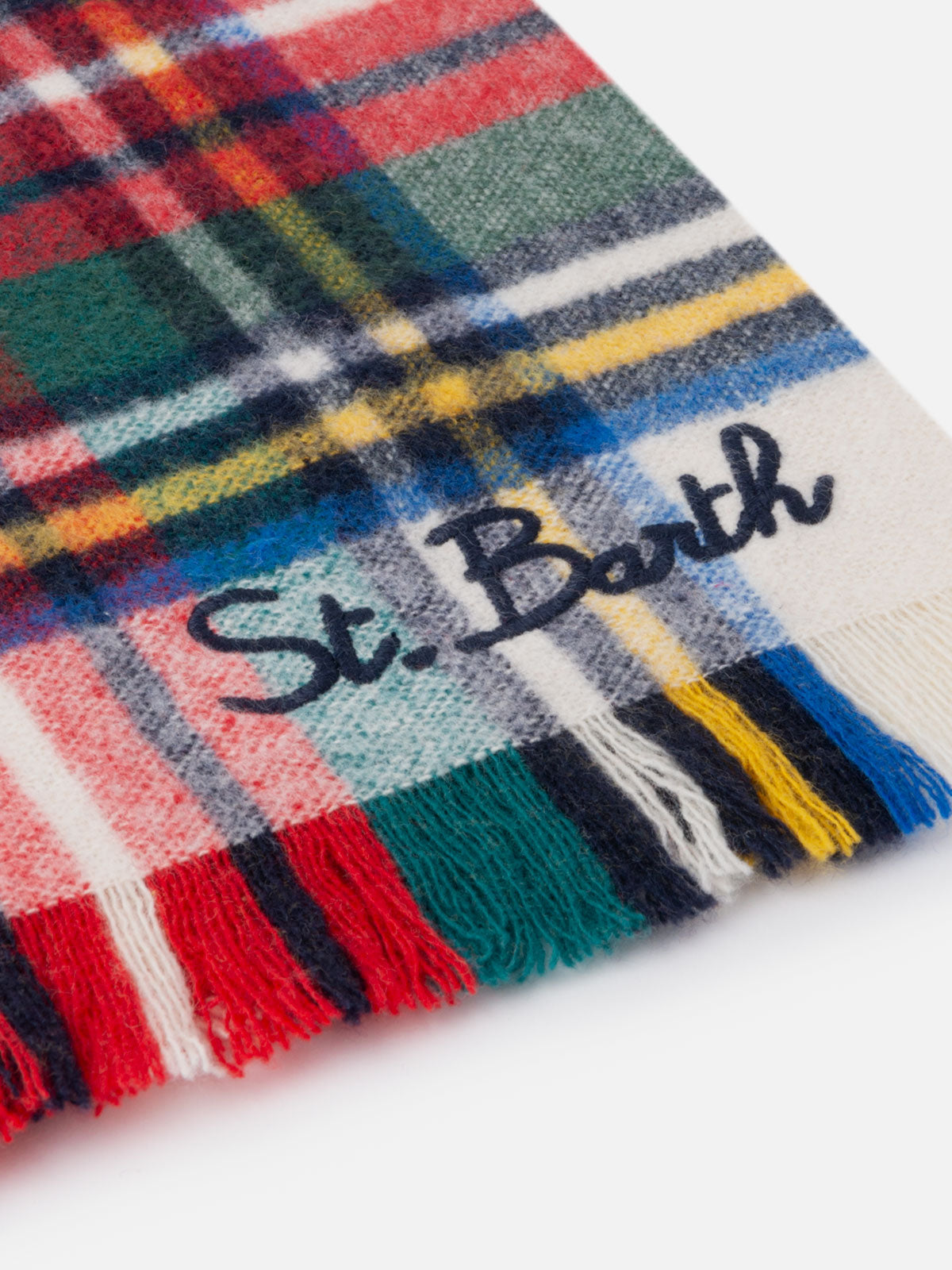 Blanket scarf with tartan pattern and St. Barth embroidery - MC2 Saint Barth