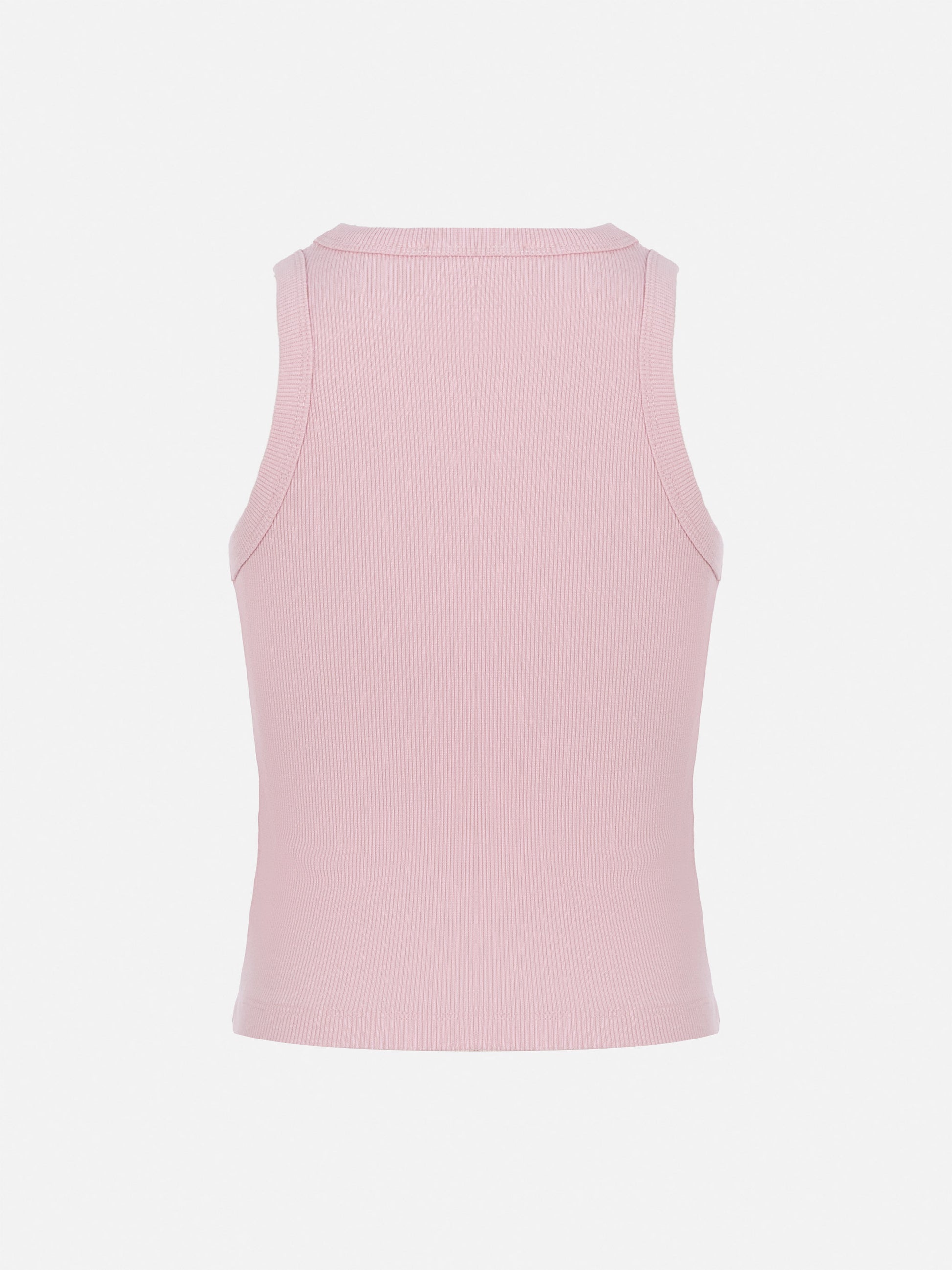 Blue Jr pink rib-knit cotton crop tank with embroidery - MC2 Saint Barth