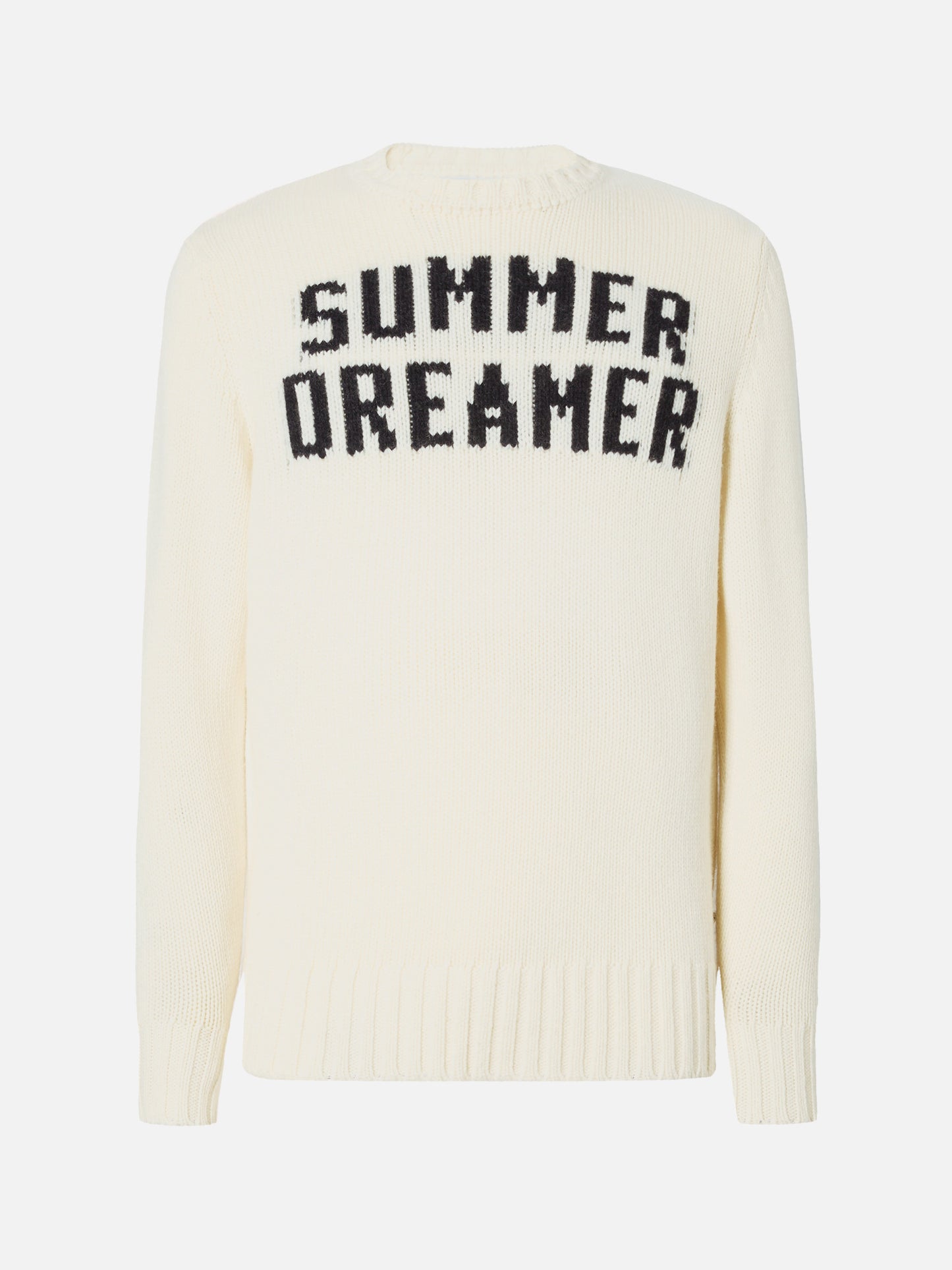 White crewneck Bombardino with summer dreamers jacquard