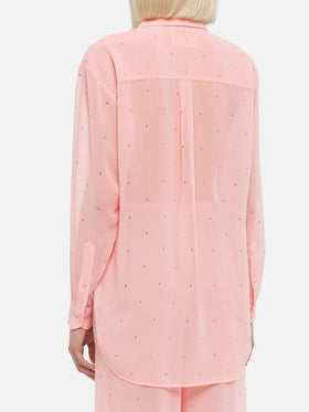 Brigitte pink georgette shirt with rhinestone embellishments - MC2 Saint Barth