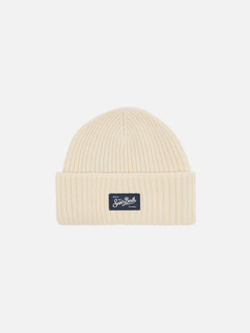 Berry W ribbed cashmere-blend beanie in white