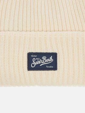 Berry W ribbed cashmere-blend beanie in white