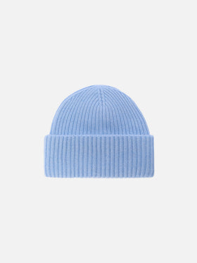 Berry W ribbed cashmere-blend beanie in light blue
