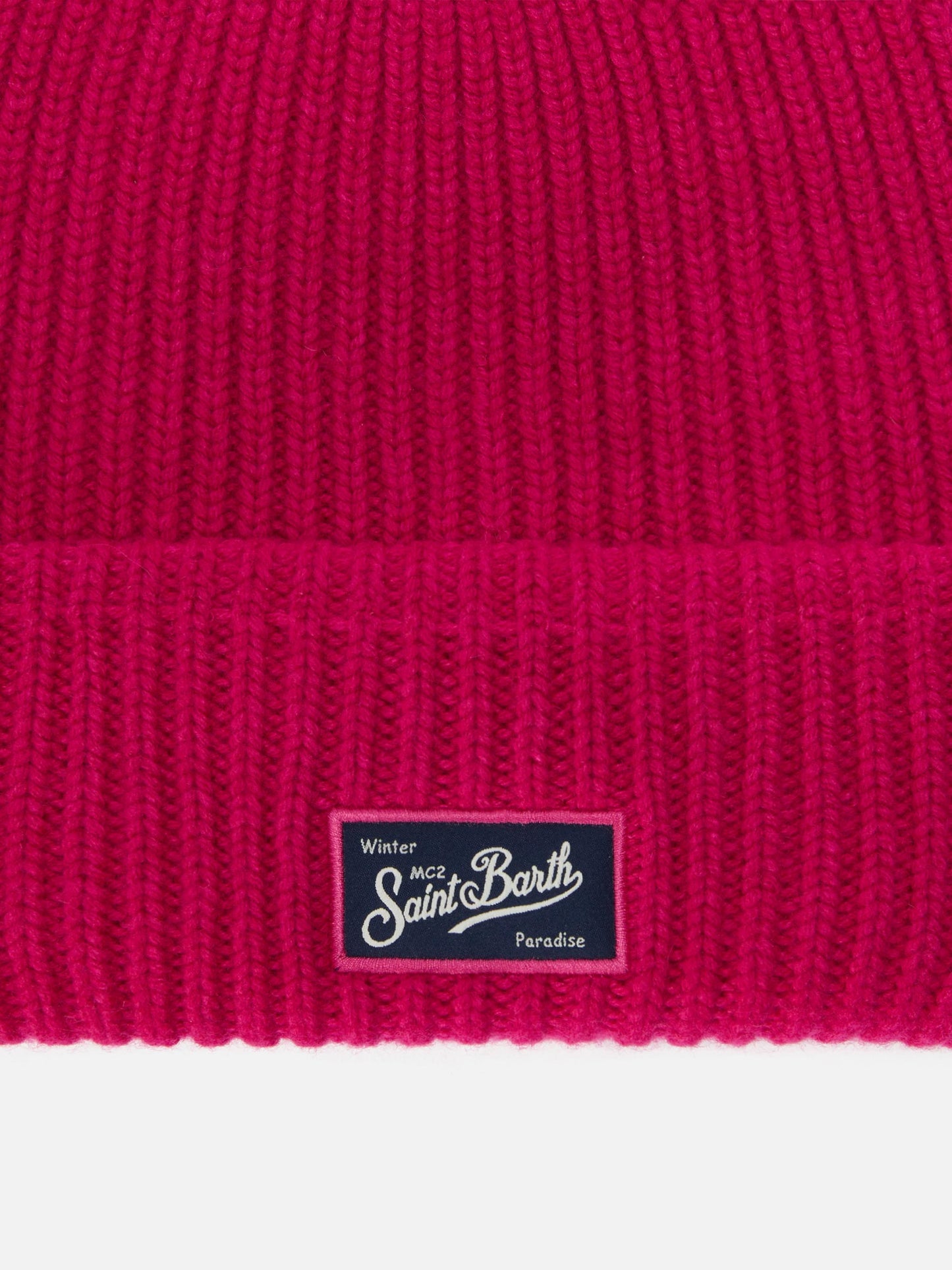 Berretto Berry W a coste in misto cashmere fuchsia