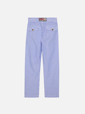 Calais Jr seersucker striped pants with drawstring