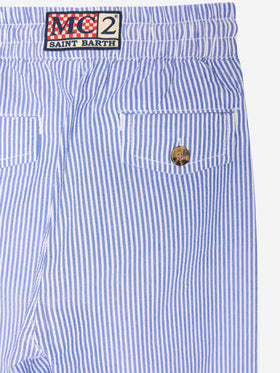 Calais Jr seersucker striped pants with drawstring