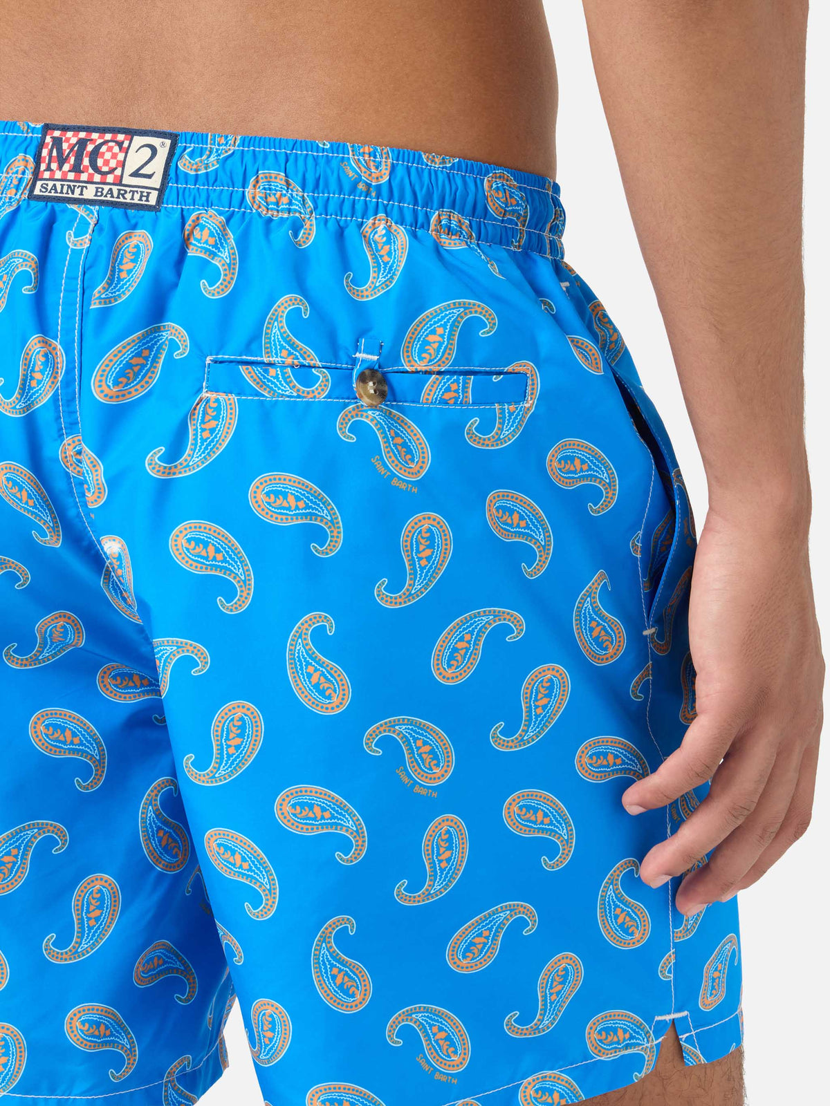 Costume mare Caprese con stampa paisley bluette