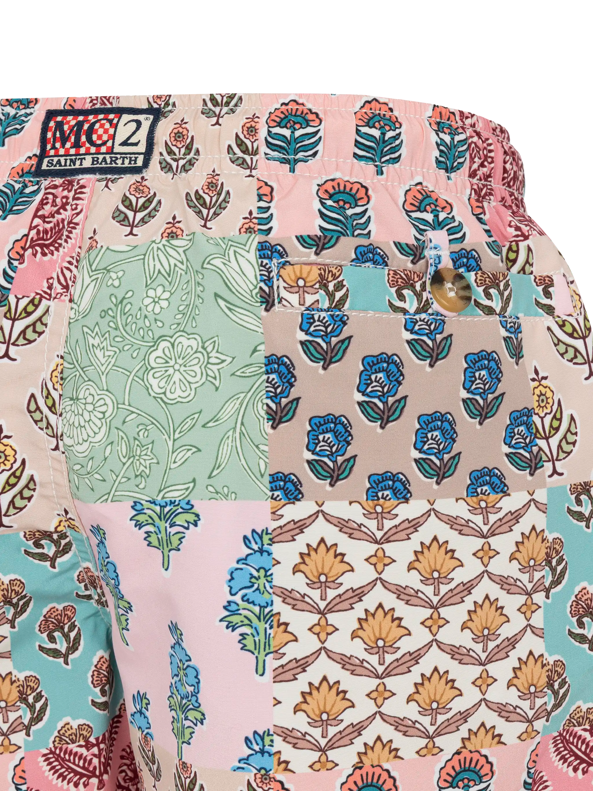 Mid-length swim-shorts Caprese Jr with flower patch print - MC2 Saint Barth