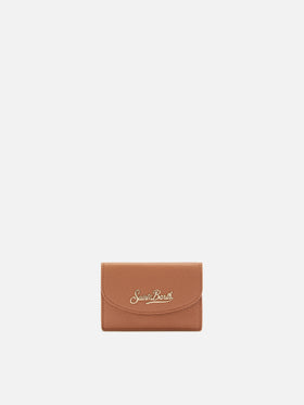 Card Holder in hammered tan leather