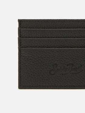 Portacarte Card Holder in pelle martellata nera