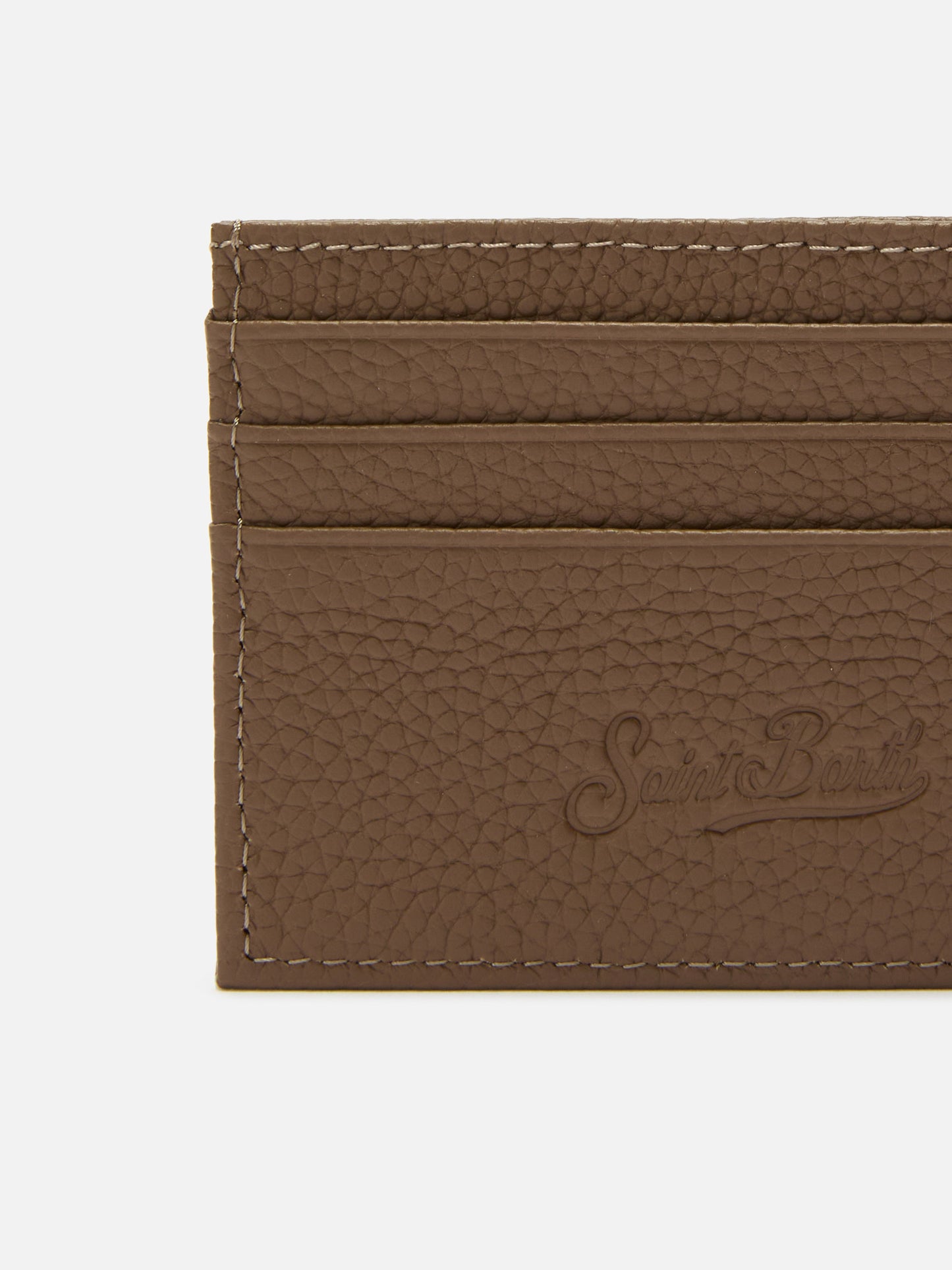 Card Holder in brown grained leather
