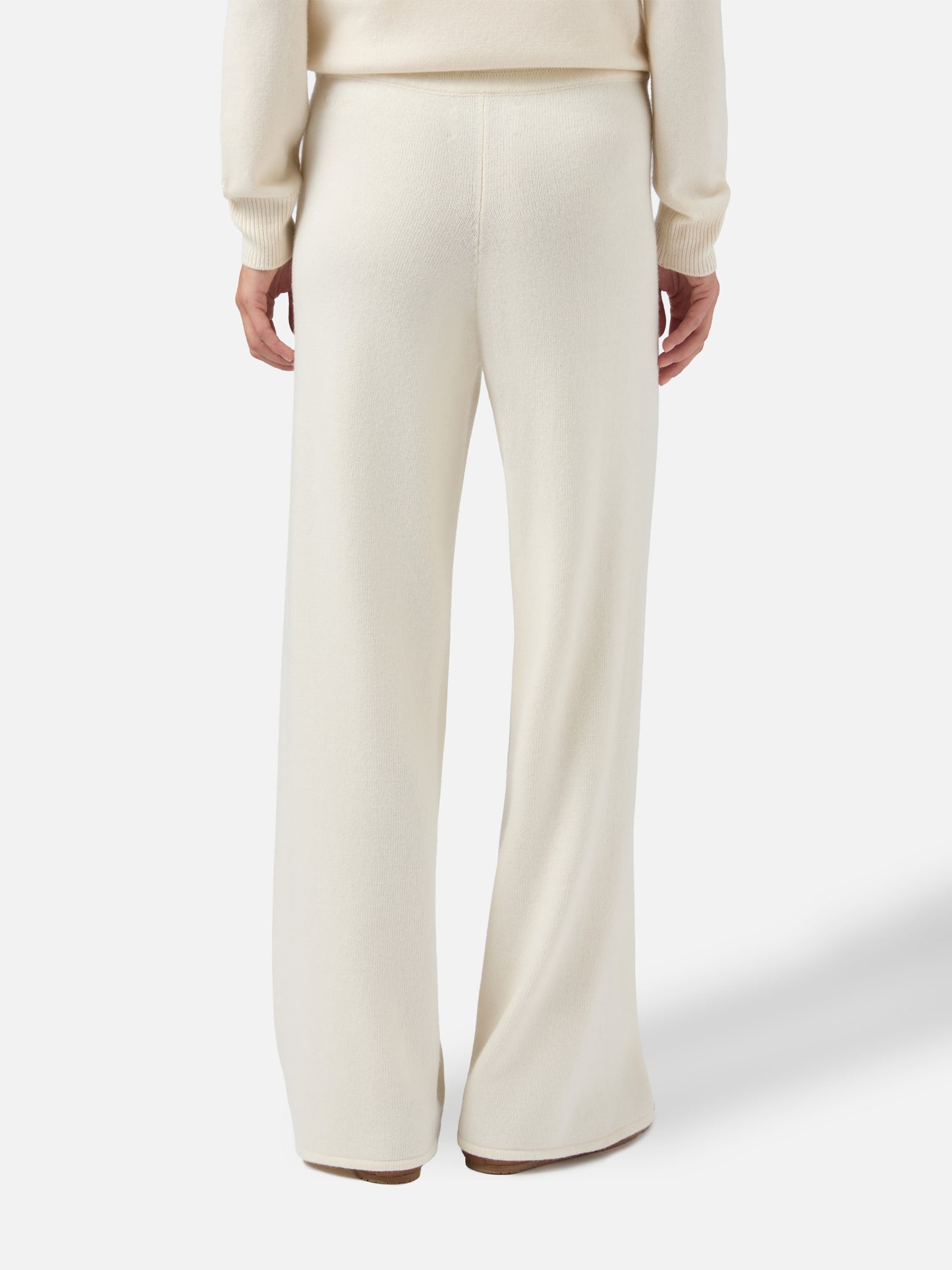 Pantaloni in maglia di cashmere bianco sporco Cambon