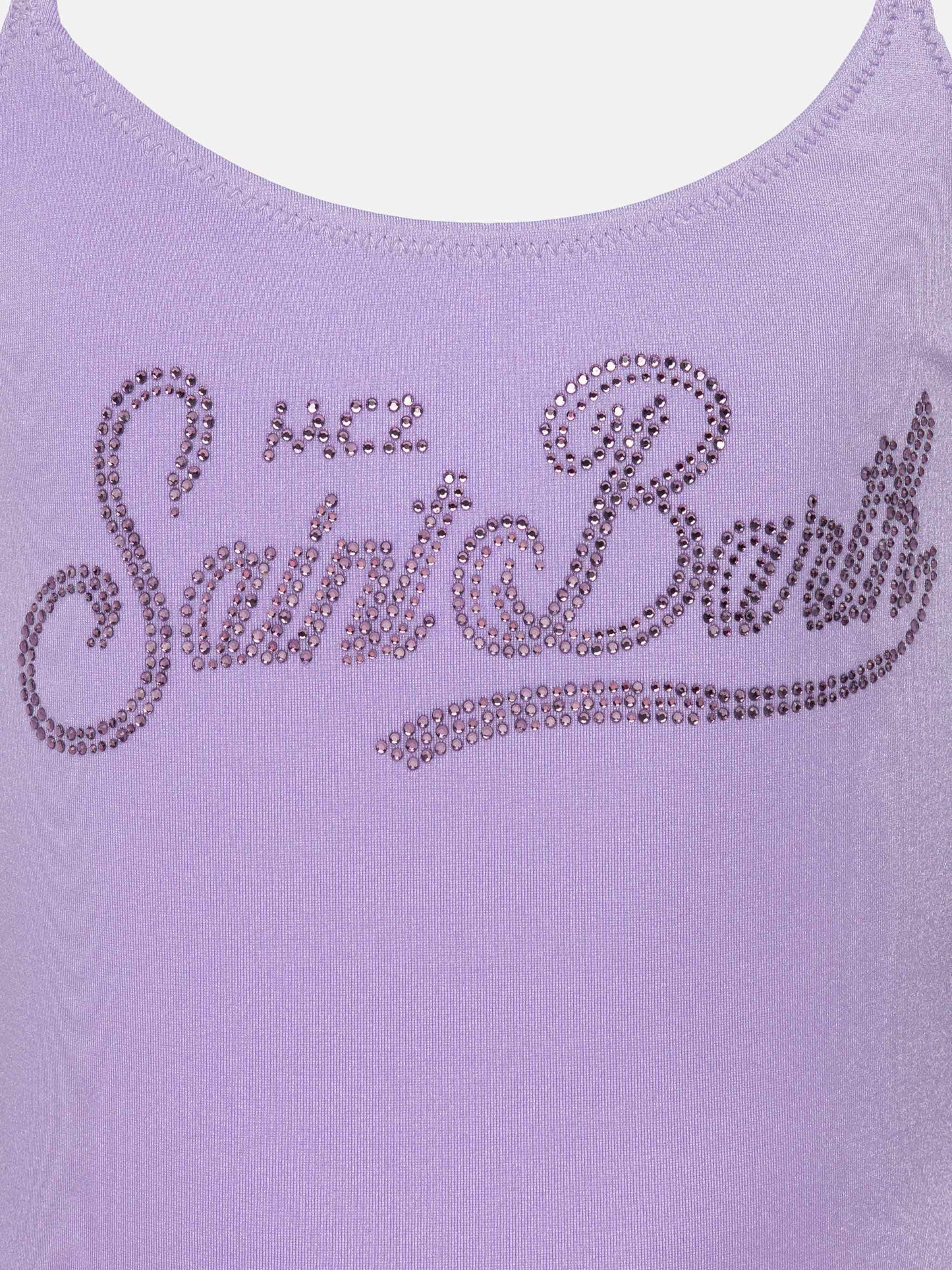 Cecille Jr – glänzender einteiliger Badeanzug mit Strass-Logo