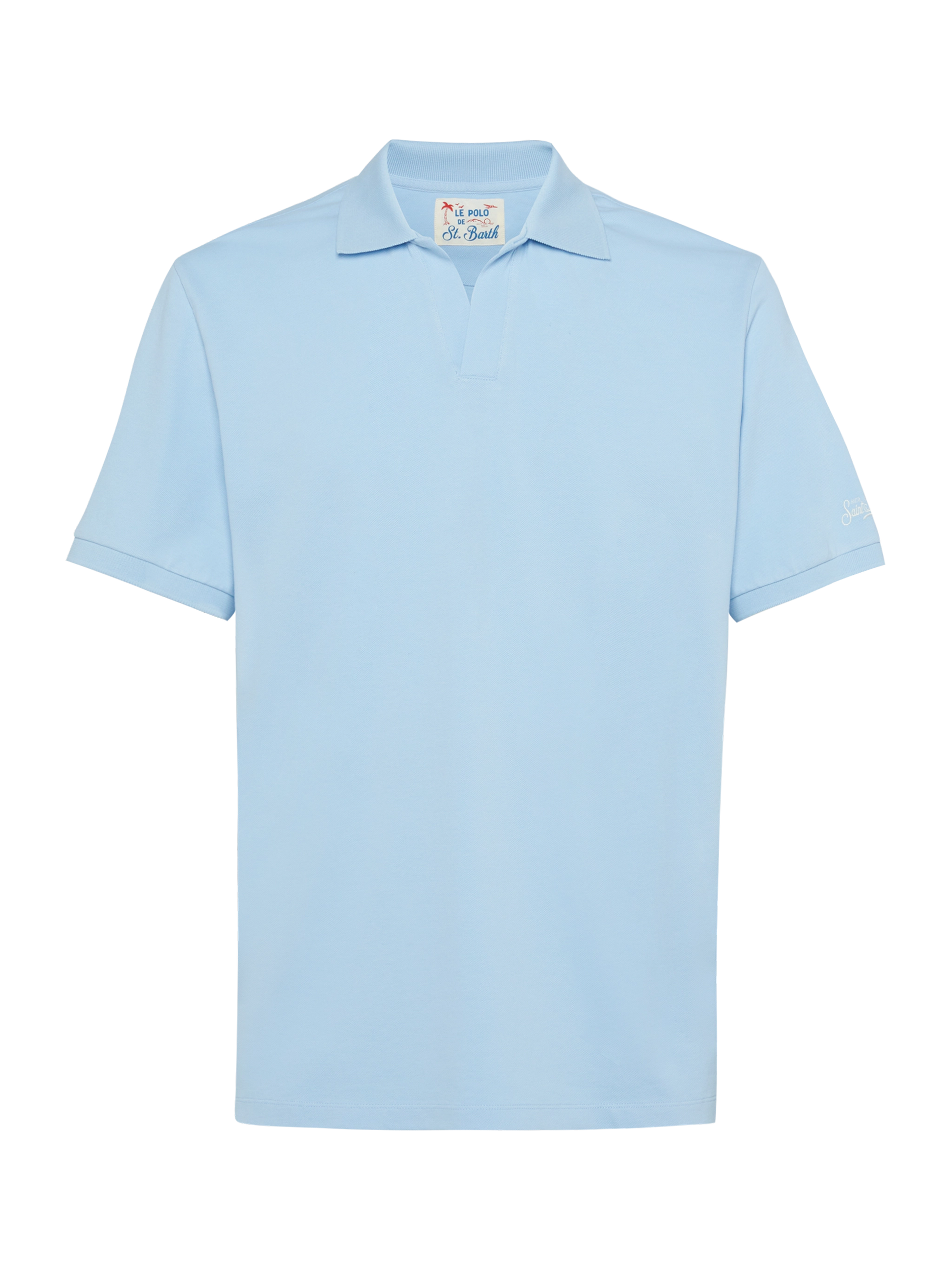 Light blue cotton piquet buttonless polo shirt Charles - MC2 Saint Barth