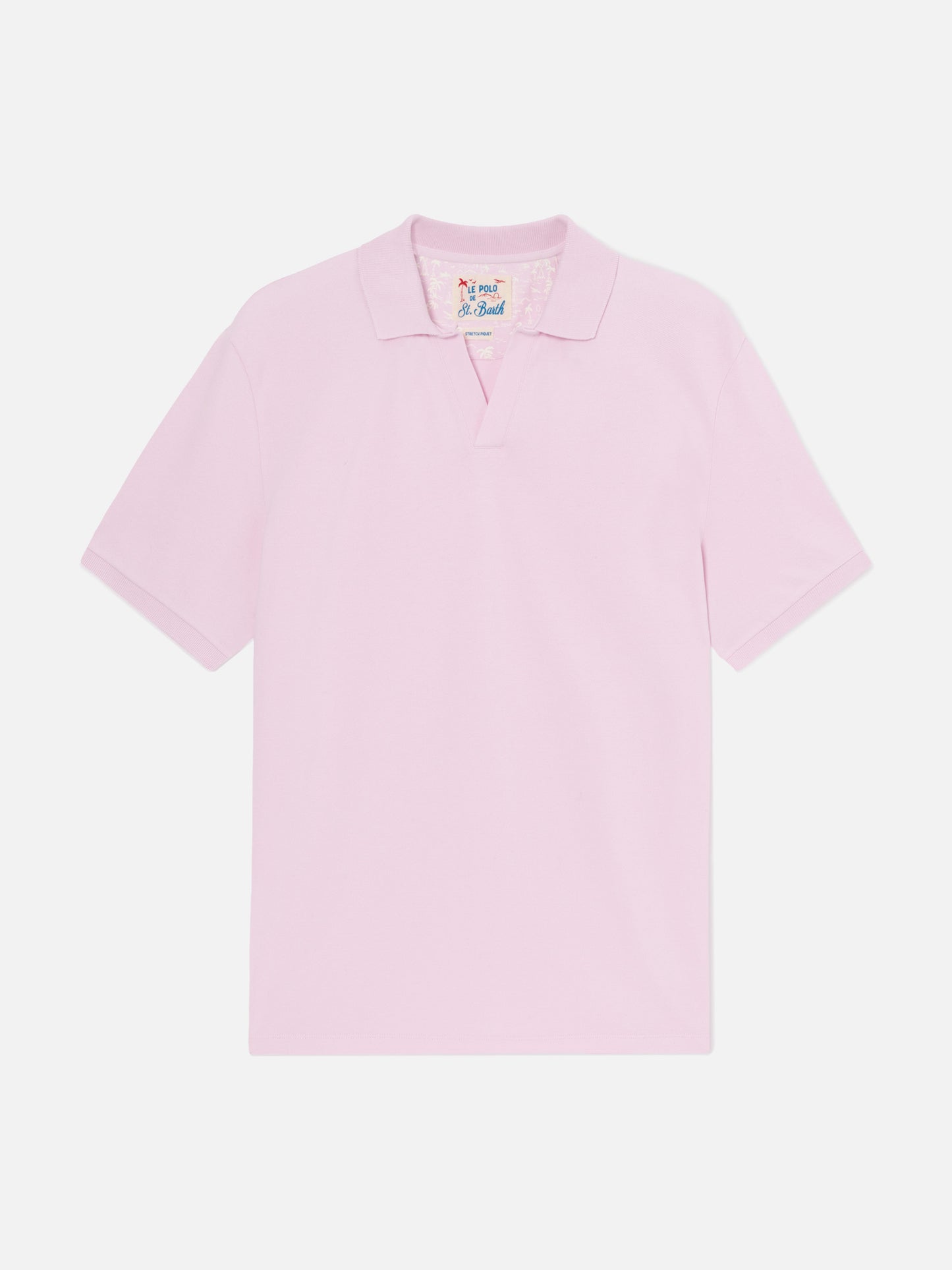 Pink Charles polo in solid color cotton piquet