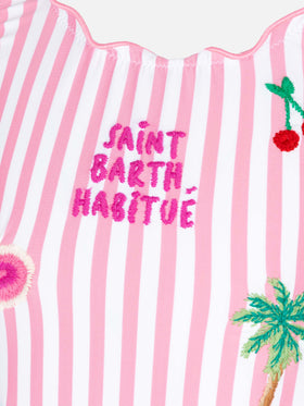 Clio one-piece swimsuit with pink striped print - MC2 Saint Barth