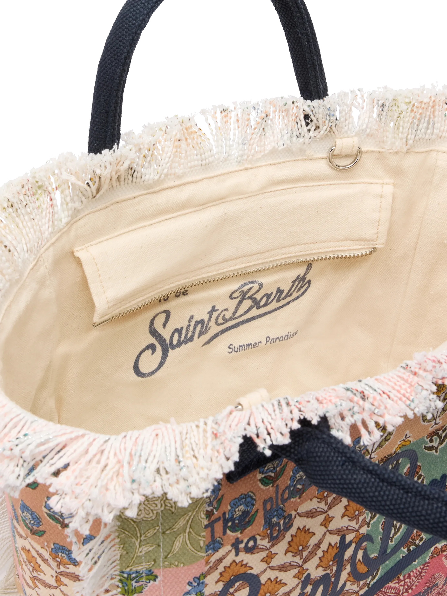 Colette cotton canvas handbag with flower patch print - MC2 Saint Barth