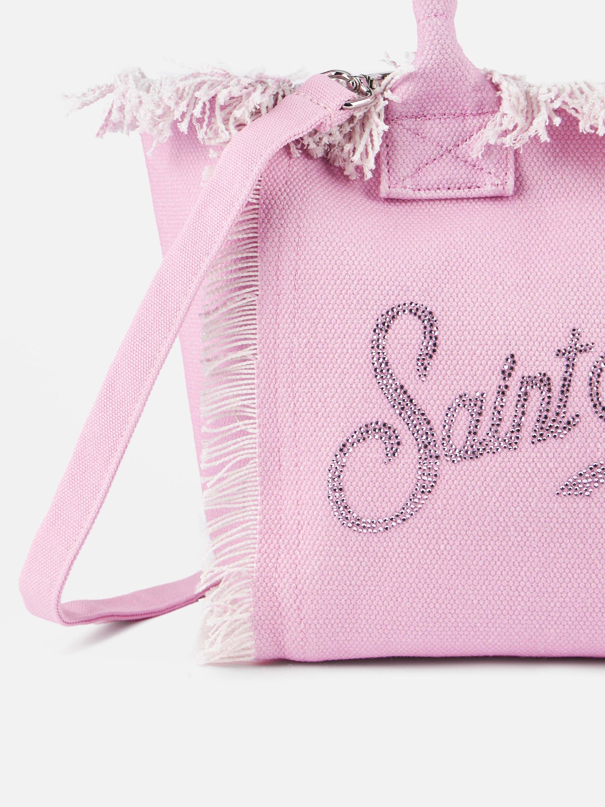 Colette pink cotton canvas handbag with rhinestone logo - MC2 Saint Barth