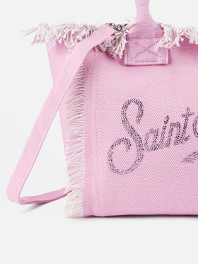 Colette pink cotton canvas handbag with rhinestone logo - MC2 Saint Barth