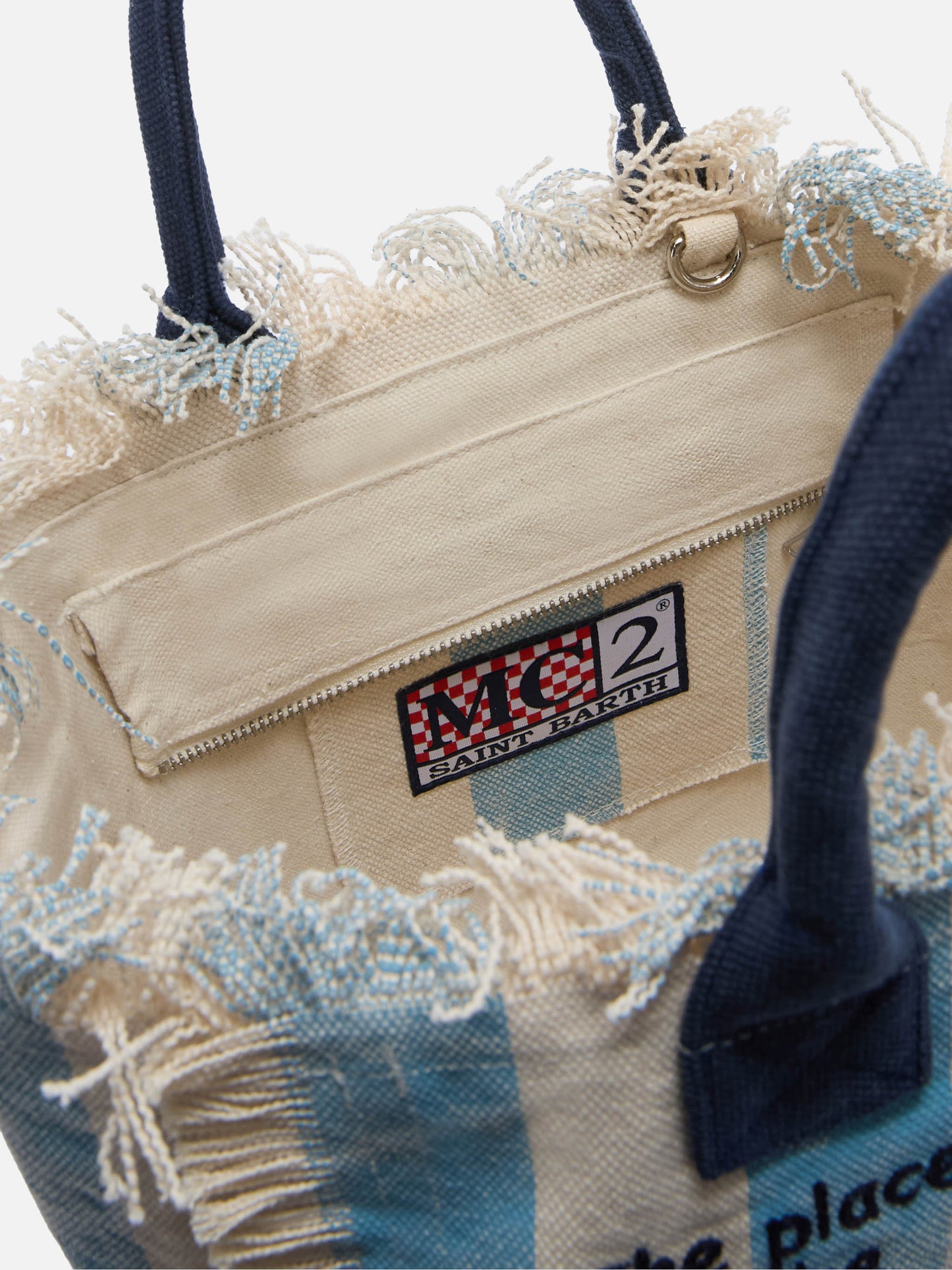 Colette canvas bag with light blue stripes